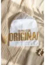 Nova Street Beyaz Pamuklu Bere - Gold Metalik Baskılı Hip-Hop Tarzı Unisex Modern Şapka 2-4 Yaş