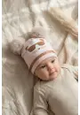 Mia Cool Cat Pembe Sim Detaylı Çift Peluş 0-6 Ay Ponponlu Bebek ve Çocuk Beresi - Yumuşak Pamuklu Mevsimlik Şapka