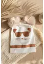 Mia Cool Cat Beyaz Sim Detaylı Çift Peluş 0-6 Ay Ponponlu Bebek ve Çocuk Beresi - Yumuşak Pamuklu Mevsimlik Şapka