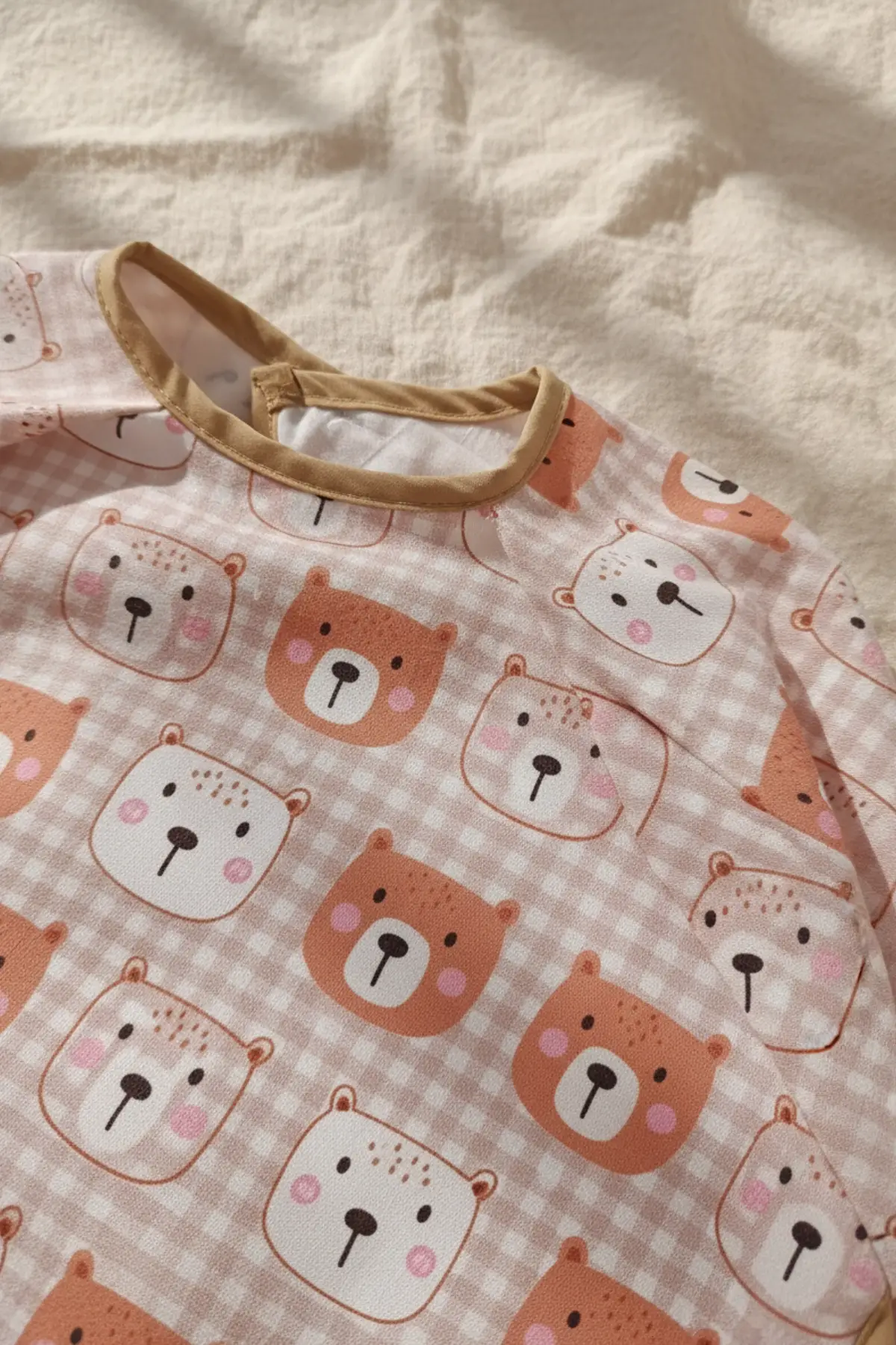 Teddy Guard Su Geçirmez Uzun Kollu Cepli Bebek Mama Önlüğü - Ayıcık Desenli BLW ve Aktivite Önlüğü