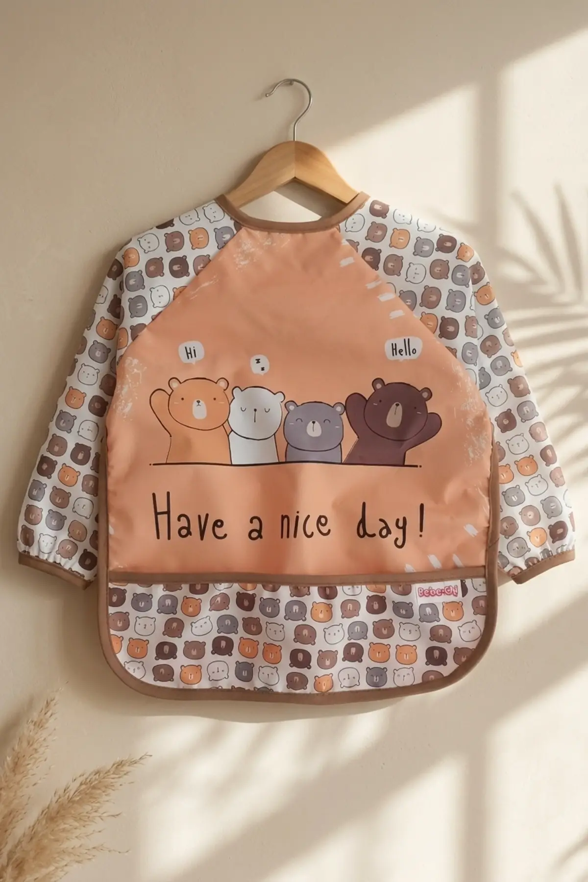 Beary Hugs Sıvı Geçirmez Bebek Mama Önlüğü 6-24 Ay - BLW Uyumlu, Leke Tutmaz Geniş Cepli Boho Bebek Önlüğü