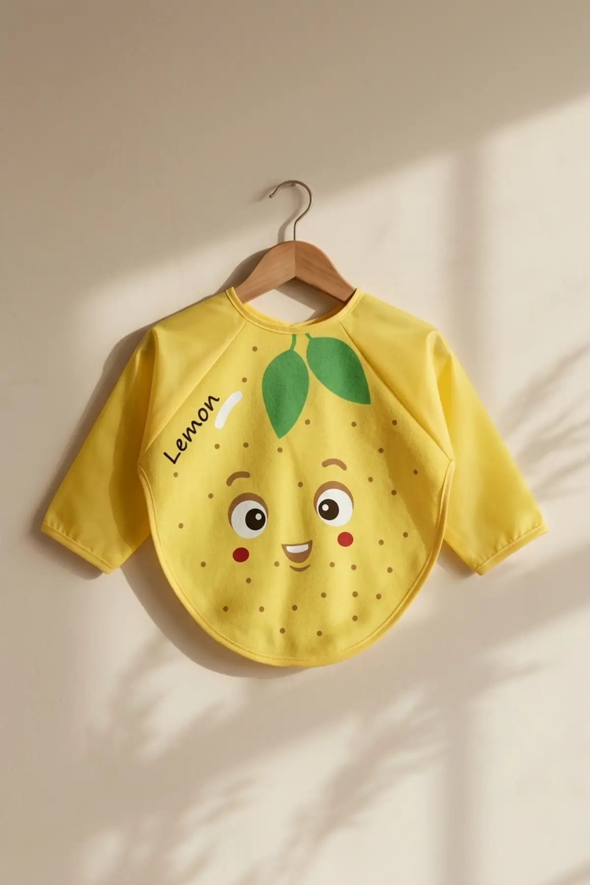 Sıvı Geçirmez Uzun Kollu Bebek Mama Önlüğü - Sevimli Limon Figürlü, BLW Uyumlu Leke Tutmaz Aktivite Önlüğü 6-24 Ay