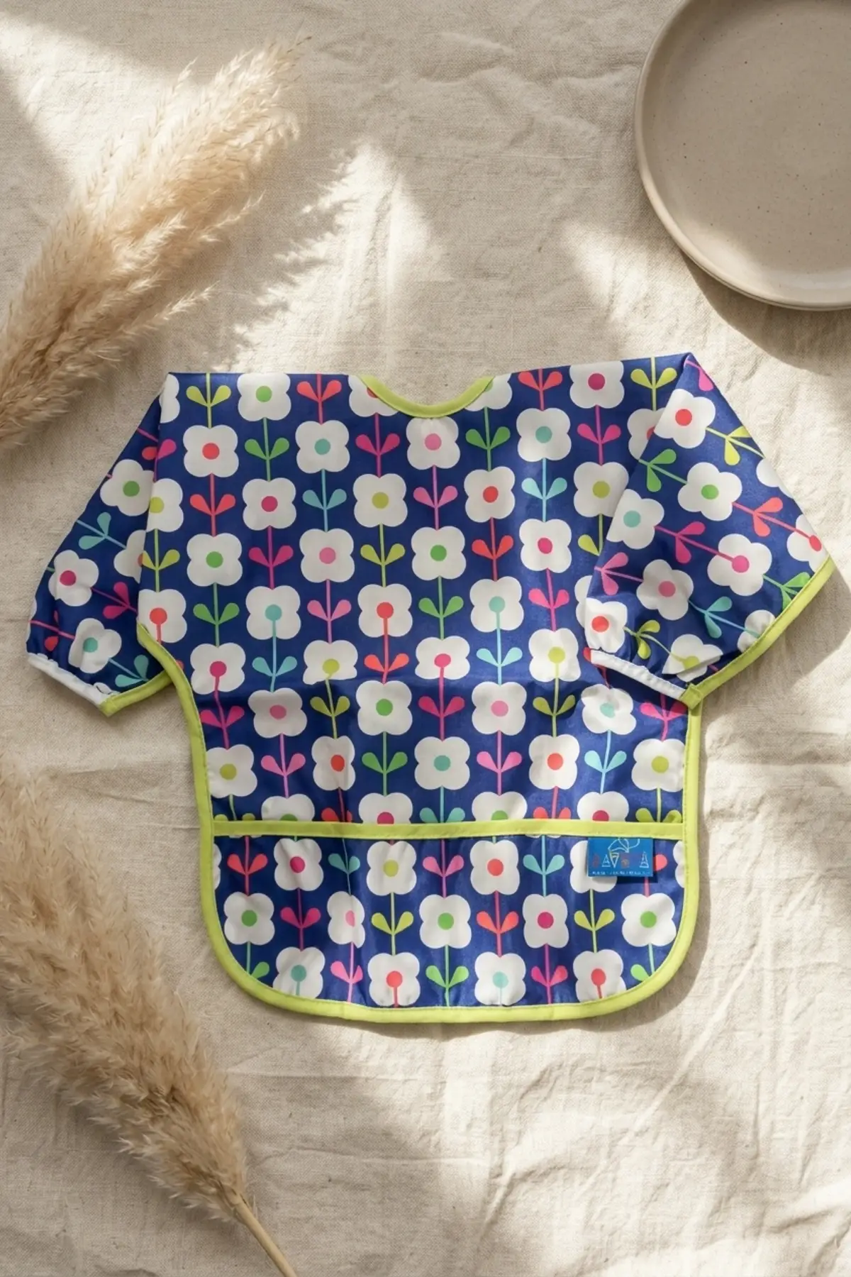 Flora Bloom Su Geçirmez Uzun Kollu Mama Önlüğü - BLW Uyumlu, Leke Tutmaz, Cepli Bebek Aktivite Önlüğü 6-24 Ay