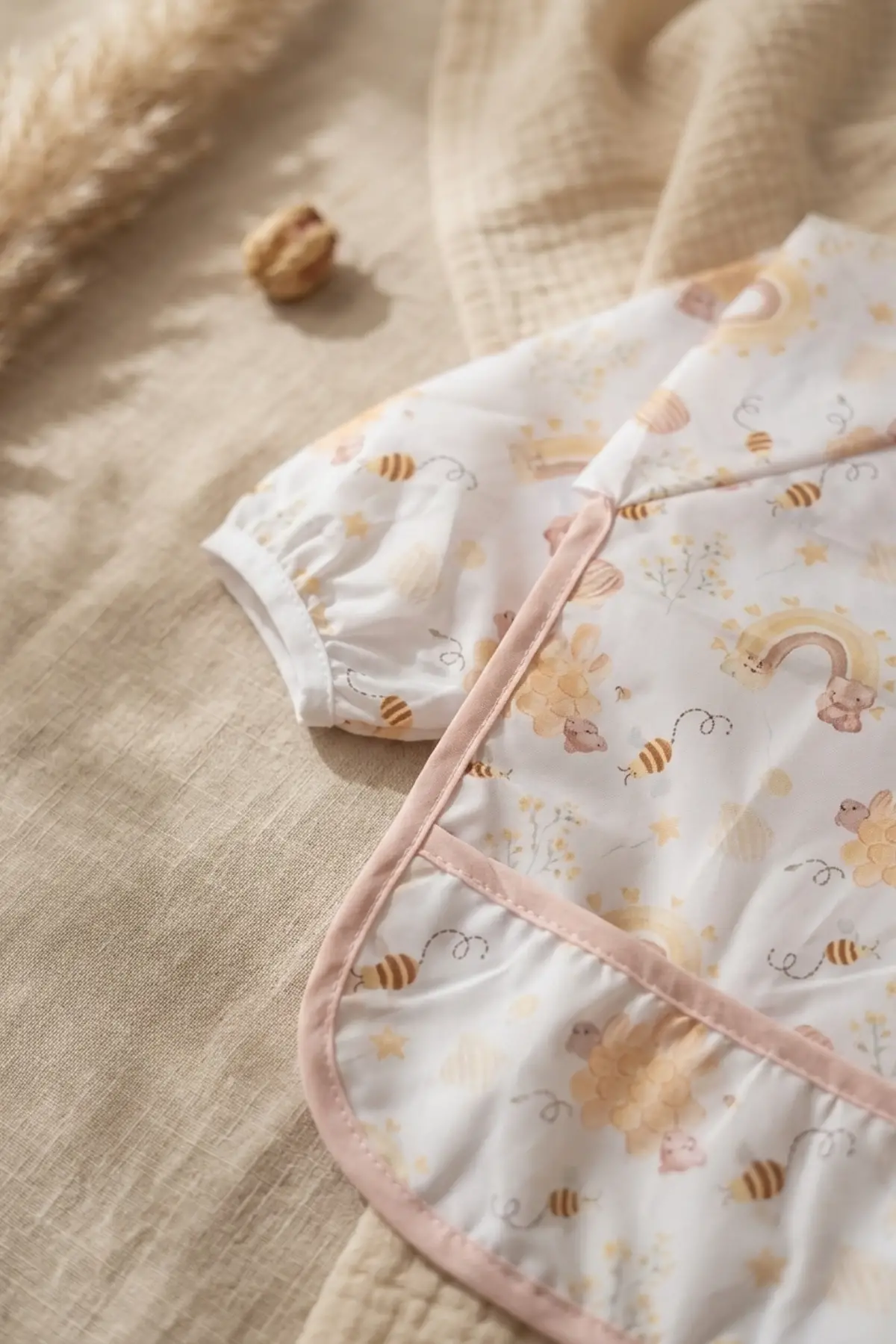 TinyBee Leke Tutmaz Sıvı Geçirmez Uzun Kollu Bebek Mama Önlüğü - 2li Set BLW Uyumlu Kırıntı Cepli 6-24 Ay