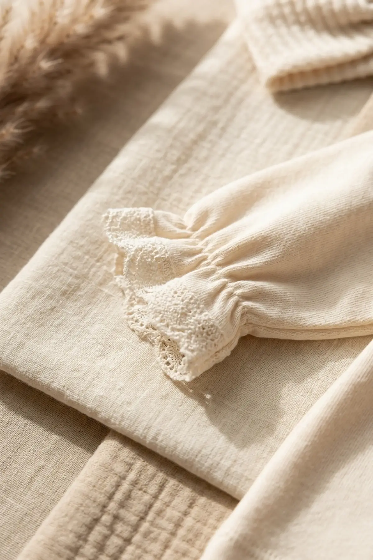 Kız Bebek Tarçın Dantel Yakalı Hastane Çıkışı ve Ekru Fitilli 5li Boho Set - %100 Yumuşak Pamuk