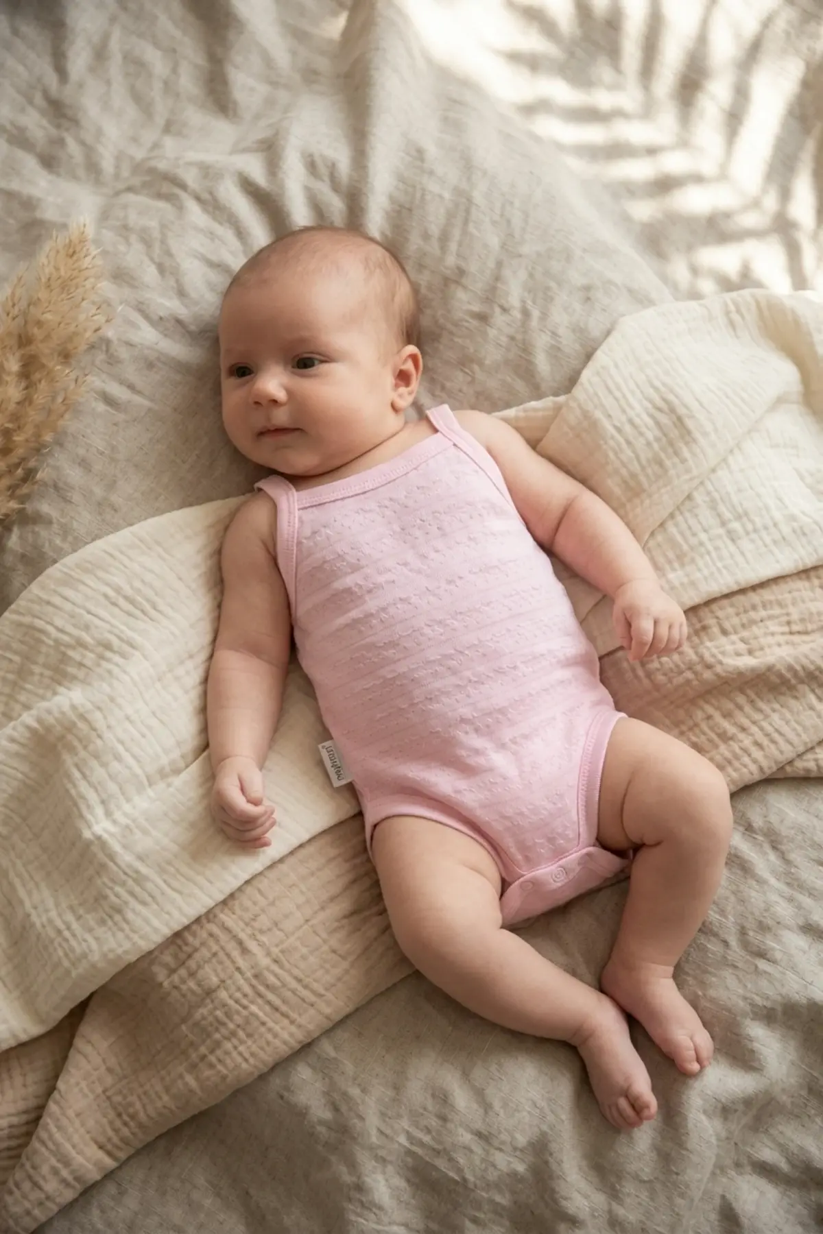 3lü Set Bebek Pamuklu İnce Askılı Body - Nefes Alan Jakarlı Dokulu Yazlık Zıbın Takımı (Pembe, Beyaz, Mint)