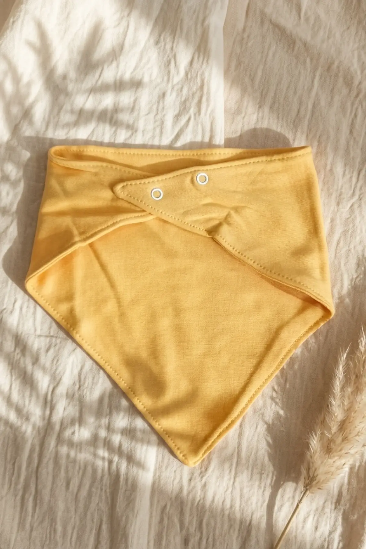 Bebek & Çocuk %100 Pamuklu Ayarlanabilir 2li Bandana Mama Önlüğü Seti - Hardal ve Aslan Desenli Safari Serisi