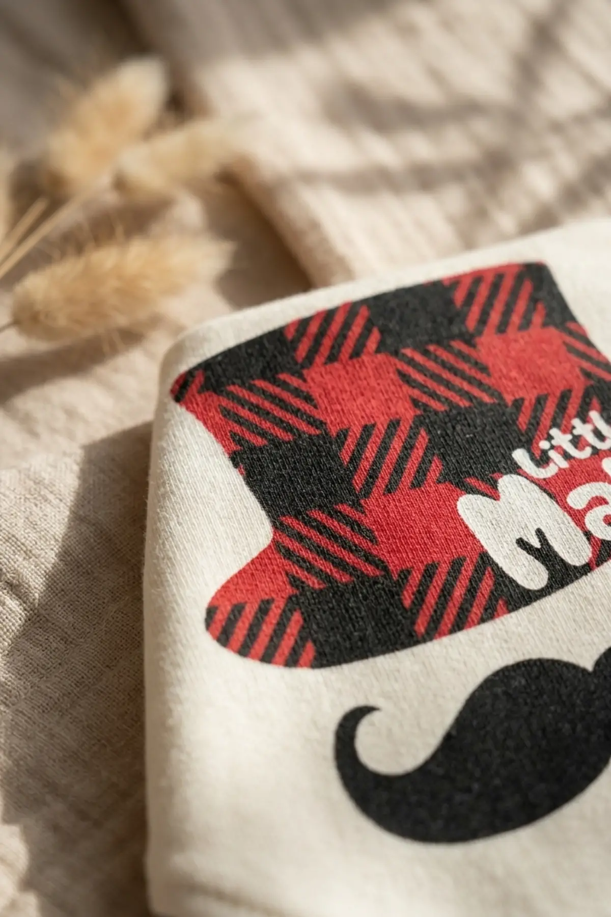 Little Man Baskılı 2li Erkek Bebek Bandana Fular Seti - %100 Yumuşak Pamuk, Mavi ve Krem Kombinli