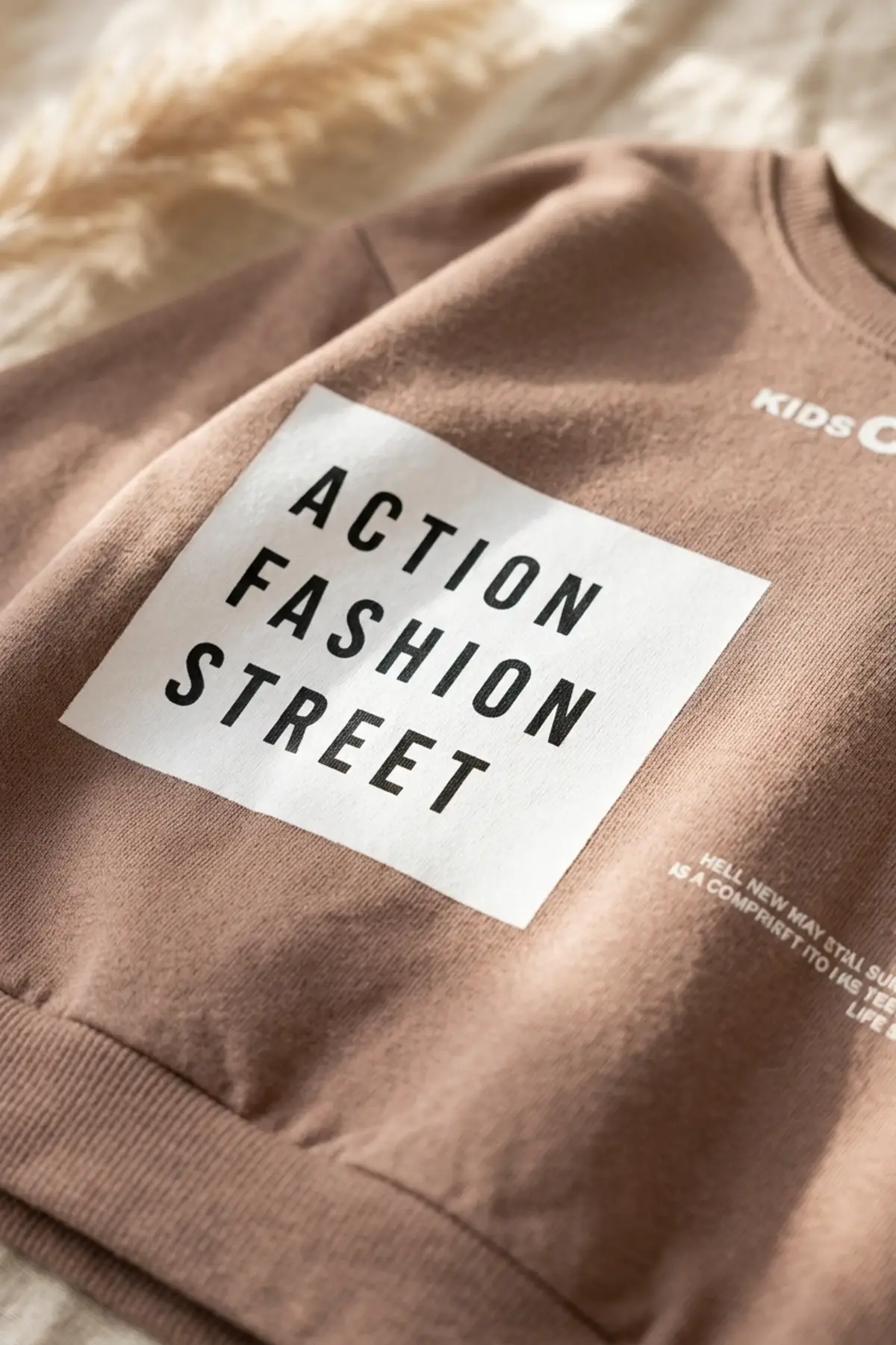Action Street Çocuk Unisex Kahverengi Pamuklu Oversize Sweatshirt ve Jogger Eşofman Takımı