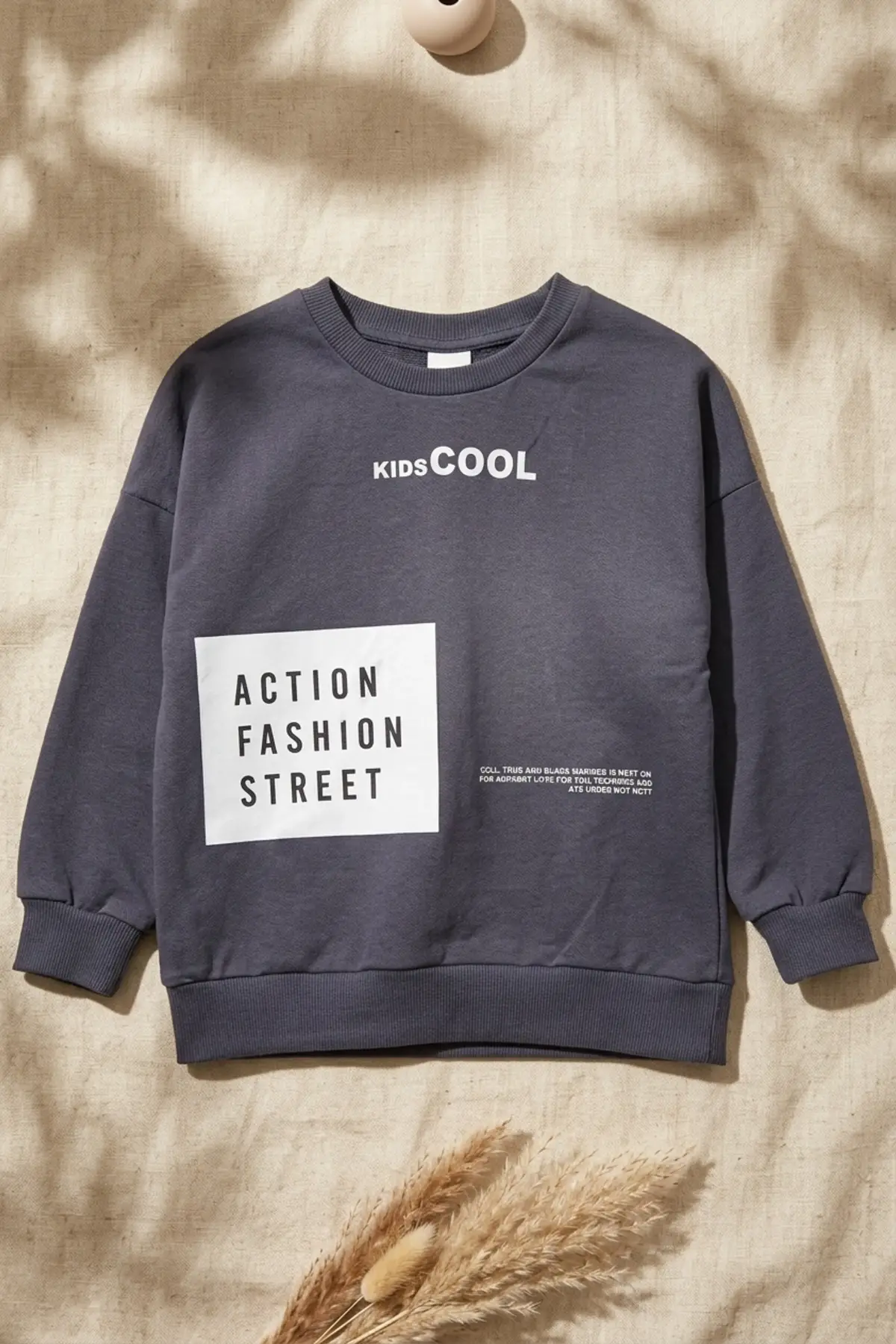 Action Street Çocuk Unisex Füme Pamuklu Oversize Sweatshirt ve Jogger Eşofman Takımı