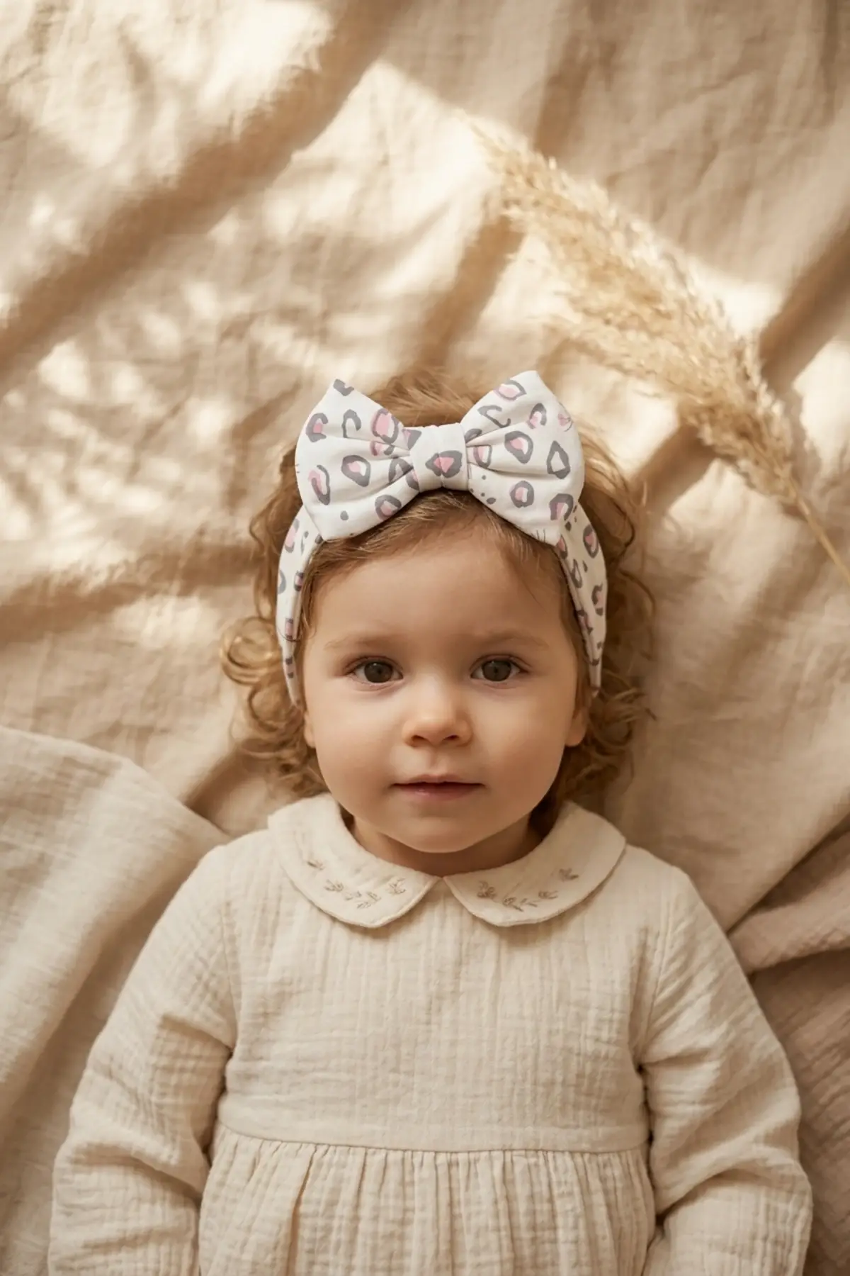 Lumina 2li Lüks Saten Fiyonk Bebek Bandana Seti - Pembe ve Leopar Yumuşak Elastik Saç Aksesuarı