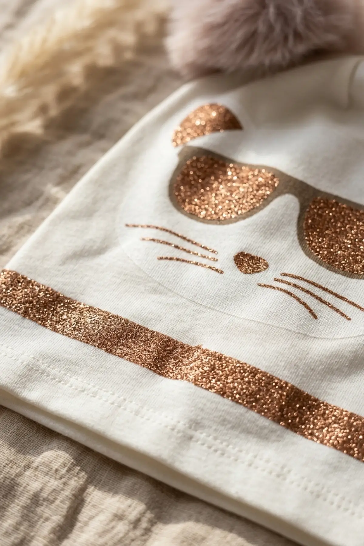 Mia Cool Cat Beyaz Sim Detaylı Çift Peluş 0-6 Ay Ponponlu Bebek ve Çocuk Beresi - Yumuşak Pamuklu Mevsimlik Şapka