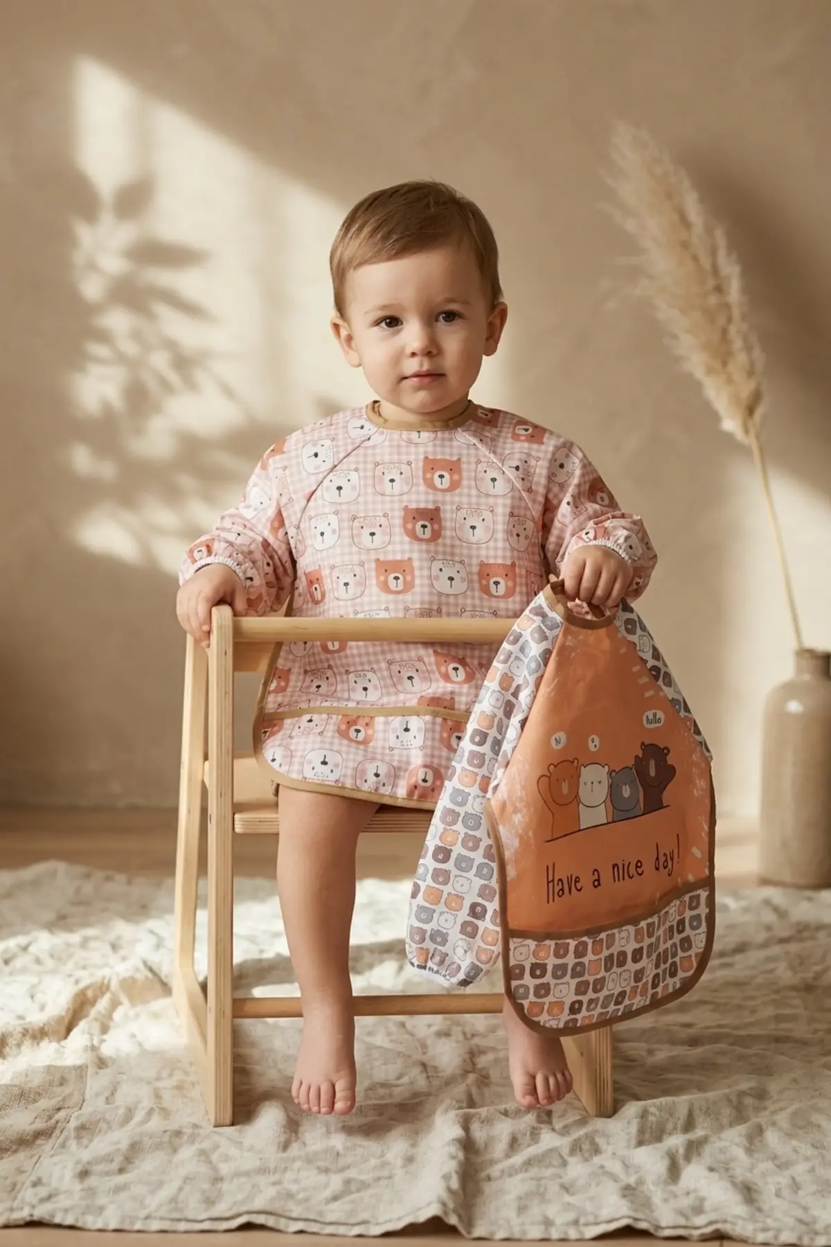 Beary Comfort 2’li Set Su Geçirmez Uzun Kollu Bebek Mama Önlüğü 6-24 Ay - Leke Tutmaz Sıvı Geçirmez BLW ve Aktivite Önlüğü