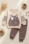 Kedi Desenli Pamuklu 2li Erkek Bebek Takım