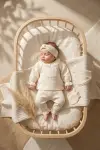 Kız Bebek Tarçın Dantel Yakalı Hastane Çıkışı ve Ekru Fitilli 5li Boho Set - %100 Yumuşak Pamuk