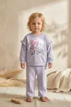 Kız Çocuk Kind Nature Baskılı Fırfır Detaylı Lila Eşofman Takımı - Pamuklu Rahat Kesim İki İplik Set