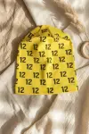 Unisex Siyah Sarı Tipografik Desenli Pamuklu Slouchy Bere Şapka - Modern Sokak Stili Tasarım 2-4 Yaş