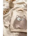 Kedi Desenli Pamuklu 2li Erkek Bebek Takım