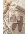 Kedi Desenli Pamuklu 2li Erkek Bebek Takım