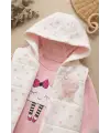 Kalp Desenli Yelekli Mevsimlik Kız Bebek Takım
