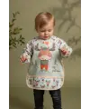 Geyik Desenli Sıvı Geçirmez Uzun Kollu Unisex Bebek Mama ve Aktivite Önlüğü 6-24 Ay