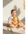 Zürafa Desenli Sıvı Geçirmez Uzun Kollu Unisex Bebek Mama ve Aktivite Önlüğü 6-24 Ay