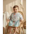 Little Gentleman Ayıcık Figürlü Uzun Kollu Bebek Mama Önlüğü - Sıvı Geçirmez, Leke Tutmaz ve Cepli Beslenme Önlüğü 6-24 Ay