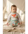 Foxie Dream Su Geçirmez Uzun Kollu Bebek Mama Önlüğü 6-24 Ay - BLW Uyumlu, Kırıntı Cepli, Tilki ve Gökkuşağı Desenli Aktivite Önlüğü