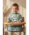 Panda Desenli Sıvı Geçirmez Kollu Mama Önlüğü 6-24 Ay - BLW Uyumlu, Leke Tutmayan Bebek Etkinlik Önlüğü
