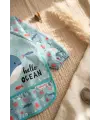 Marino Ocean Leke Tutmaz Sıvı Geçirmez Uzun Kollu Bebek Mama Önlüğü - Mavi Balina Desenli BLW ve Faaliyet Önlüğü 6-24 Ay