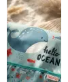 Marino Ocean Leke Tutmaz Sıvı Geçirmez Uzun Kollu Bebek Mama Önlüğü - Mavi Balina Desenli BLW ve Faaliyet Önlüğü 6-24 Ay