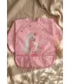 Swan Dream Toz Pembe Sıvı Geçirmez Kollu Bebek Mama Önlüğü - BLW Uyumlu Leke Tutmaz Ek Gıda Önlüğü 6-24 Ay