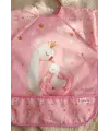 Swan Dream Toz Pembe Sıvı Geçirmez Kollu Bebek Mama Önlüğü - BLW Uyumlu Leke Tutmaz Ek Gıda Önlüğü 6-24 Ay