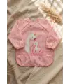 Swan Dream Toz Pembe Sıvı Geçirmez Kollu Bebek Mama Önlüğü - BLW Uyumlu Leke Tutmaz Ek Gıda Önlüğü 6-24 Ay