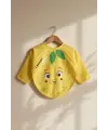 Sıvı Geçirmez Uzun Kollu Bebek Mama Önlüğü - Sevimli Limon Figürlü, BLW Uyumlu Leke Tutmaz Aktivite Önlüğü 6-24 Ay