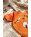 Zestie Turuncu Neşeli Portakal Desenli Uzun Kollu Sıvı Geçirmez Bebek Mama ve Etkinlik Önlüğü 6-24 Ay