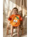 Zestie Turuncu Neşeli Portakal Desenli Uzun Kollu Sıvı Geçirmez Bebek Mama ve Etkinlik Önlüğü 6-24 Ay