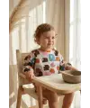 Lulu Kuzu Desenli Su Geçirmez Uzun Kollu Bebek Mama Önlüğü - BLW Uyumlu ve Leke Tutmaz Aktivite Önlüğü 6-24 Ay