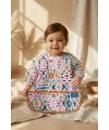 Boho Dream Etnik Desenli Sıvı Geçirmez Uzun Kollu Bebek Mama Önlüğü - BLW Uyumlu Kırıntı Cepli Mama Koruyucu 6-24 Ay