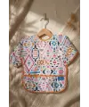 Boho Dream Etnik Desenli Sıvı Geçirmez Uzun Kollu Bebek Mama Önlüğü - BLW Uyumlu Kırıntı Cepli Mama Koruyucu 6-24 Ay