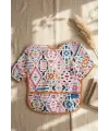 Boho Dream Etnik Desenli Sıvı Geçirmez Uzun Kollu Bebek Mama Önlüğü - BLW Uyumlu Kırıntı Cepli Mama Koruyucu 6-24 Ay