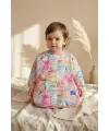 Flora Suluboya Desenli Uzun Kollu Sıvı Geçirmez Bebek Mama ve Aktivite Önlüğü - BLW Uyumlu Sanatçı Önlüğü 6-24 Ay