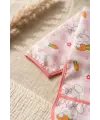 Pembe Ekoseli Tavşan Figürlü Uzun Kollu Bebek Mama Önlüğü - Su Geçirmez Sıvı Tutmaz Cepli BLW Önlüğü 6-24 Ay