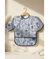 Aura Flora Sıvı Geçirmez Uzun Kollu Bebek Mama Önlüğü - Leke Tutmaz, Aktivite ve BLW Uyumlu Mavi Çiçekli Koruyucu Önlük 6-24 Ay