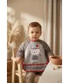 Tribal Bear Serisi Sıvı Geçirmez Uzun Kollu Bebek Mama ve Etkinlik Önlüğü - Boho Tasarım Kırıntı Cepli Smock 6-24 Ay