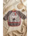 Tribal Bear Serisi Sıvı Geçirmez Uzun Kollu Bebek Mama ve Etkinlik Önlüğü - Boho Tasarım Kırıntı Cepli Smock 6-24 Ay