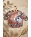 Tribal Bear Serisi Sıvı Geçirmez Uzun Kollu Bebek Mama ve Etkinlik Önlüğü - Boho Tasarım Kırıntı Cepli Smock 6-24 Ay