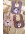 Beary Comfort 3lü Paket Sıvı Geçirmez Leke Tutmaz Ayıcık Figürlü Bebek Mama Önlüğü Seti - Pastel Renkler & Ayarlanabilir Boyun Bandı 0-12 Ay
