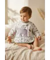 Safari Temalı Sıvı Geçirmez Uzun Kollu Bebek Mama Önlüğü - Fil Desenli BLW Uyumlu Koruyucu Aktivite Önlüğü 6-24 Ay