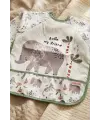 Safari Temalı Sıvı Geçirmez Uzun Kollu Bebek Mama Önlüğü - Fil Desenli BLW Uyumlu Koruyucu Aktivite Önlüğü 6-24 Ay